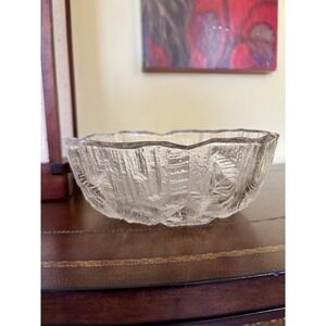 Vintage Mid Century Hoya Japanese Ice Glass Large Fruit Serving Bowl MCM